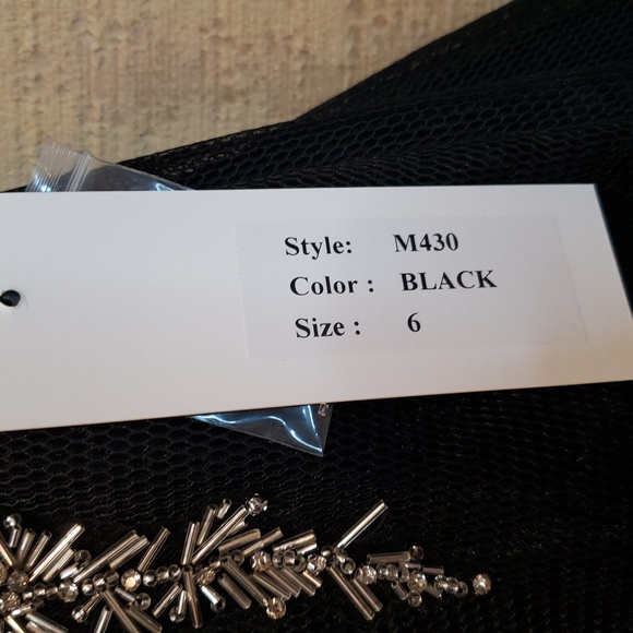 Park108 NEW Black Silver Beaded Sleeveless Illusion Midi Dress Size 6 #M430 - Picture 6 of 9
